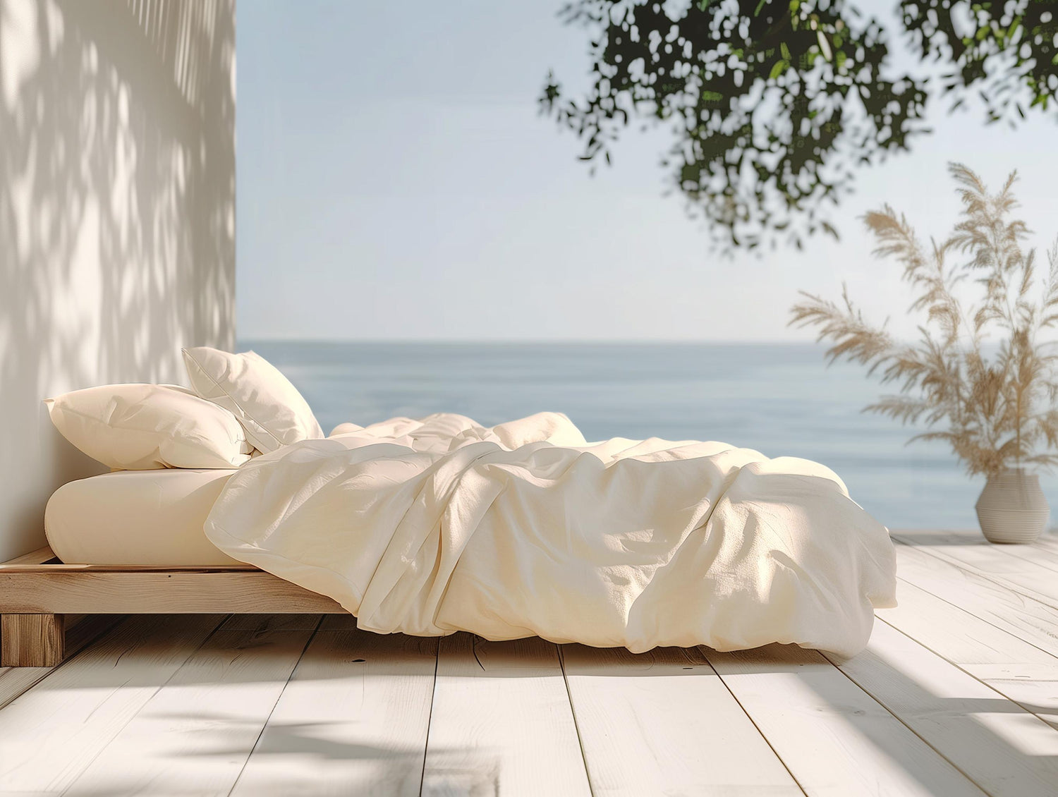 Organic Percale Sheet Set - 100% Organic Cotton 270 TC, up to 18"