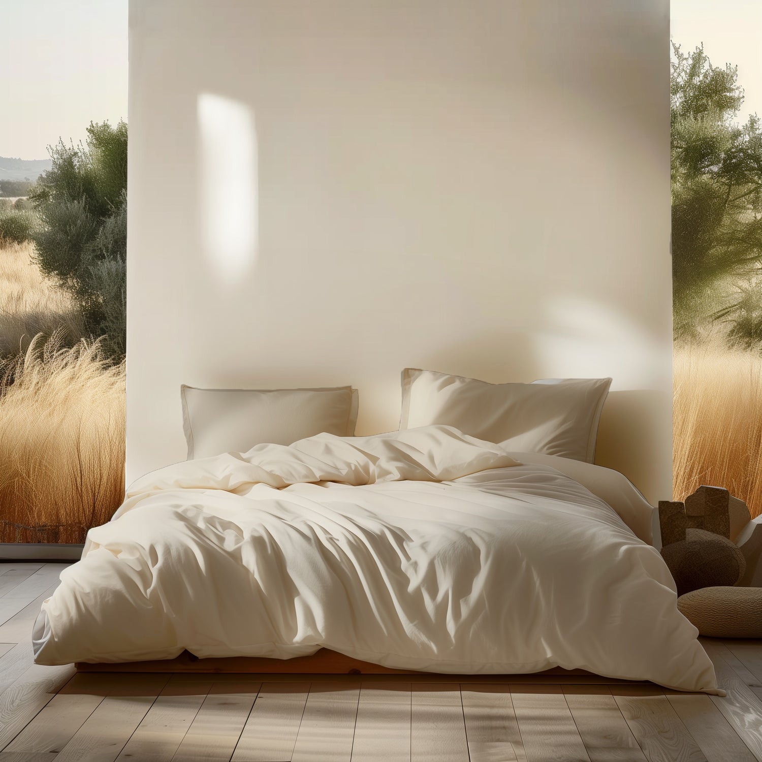 Organic Percale Sheet Set - 100% Organic Cotton 270 TC, up to 18"