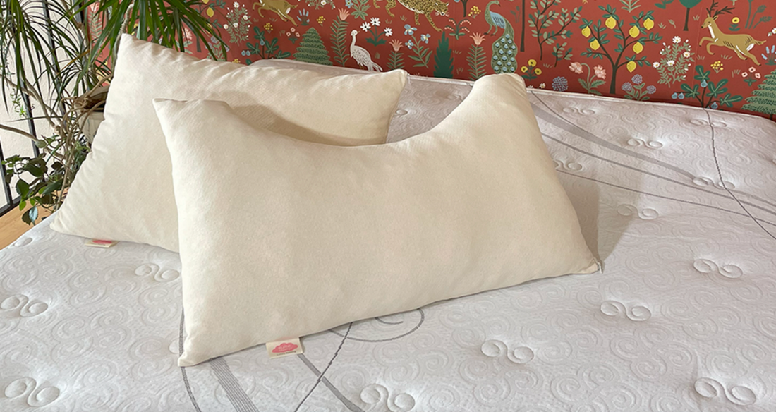 Shredded Latex Pillows 
Our shredded latex pillow is a versatile, comfortable option for side sleepers and back sleepers alike. The shredded latex fill conforms to your head and neck, providing excellent support and pressure relief. The organic cotton jersey knit cover is soft and breathable, and it helps to wick away moisture to keep you cool and comfortable all night long. 
 Sizes: Standard,  Queen, King