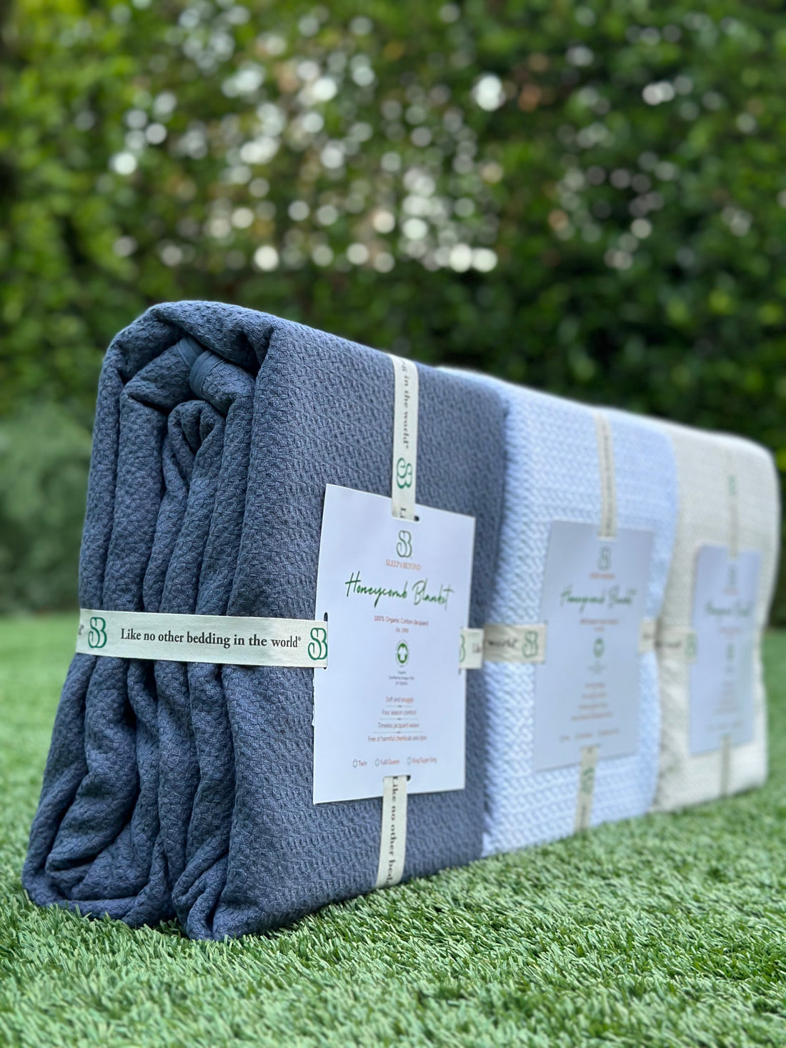 100% ORGANIC COTTON HONEYCOMB JACQUARD BLANKET